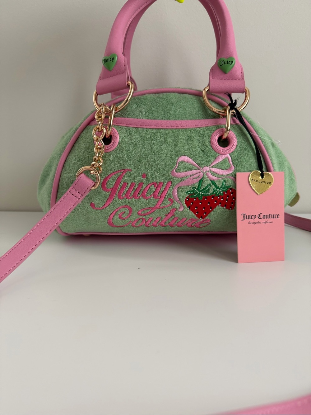 Juicy Couture Green & Pink Strawberry Satchel